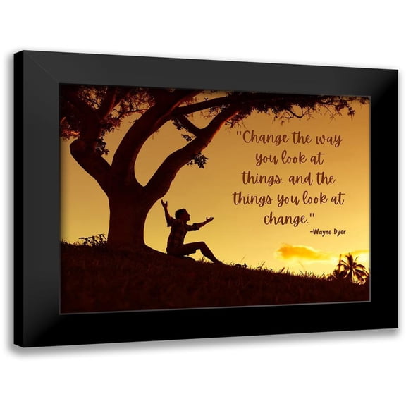 ArtsyQuotes 14x12 Black Modern Framed Museum Art Print Titled - Wayne Dyer Quote: Change
