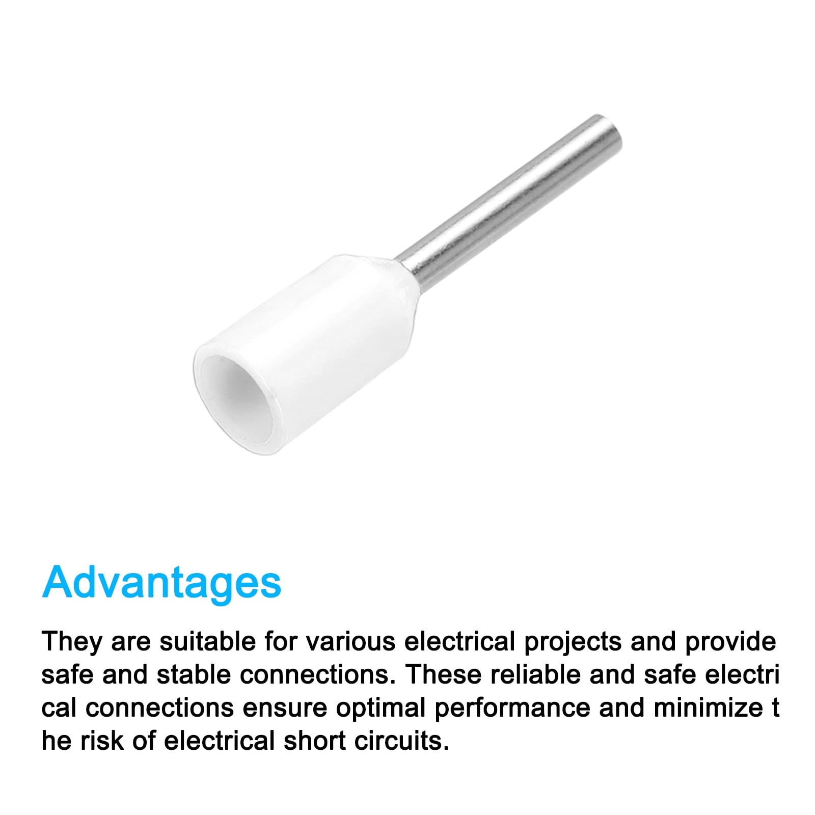 Uxcell 4000Pcs Insulated Ferrule Wire Connector Electrical Crimp Terminal 22 AWG for Electrical Equipment White