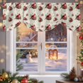 thumbnail image 6 of Pink Cardinal Tie Up Valances Curtain, Christmas Poinsettia Evergreen Bough Adjustable Rod Pocket Short Window Treatment Tie Up Curtains Valances for Kitchen Living Room Bathroom 42x18 In, 6 of 9