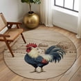 thumbnail image 2 of Round Area Rug 6 Ft, Farm Roosters Washable Non-Slip Circle Carpet for Living Room/Bedroom, Farmhouse Farm Chicken Countryside Retro Low-Profile Indoor Mats Collection Rugs for Residential, 2 of 8