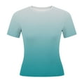 thumbnail image 3 of qucoqpe Womens 2026 Spring Summer Fashion Grandient Crewneck Short Sleeve Tee Casual Slim Fit Blouses Tops, 3 of 5