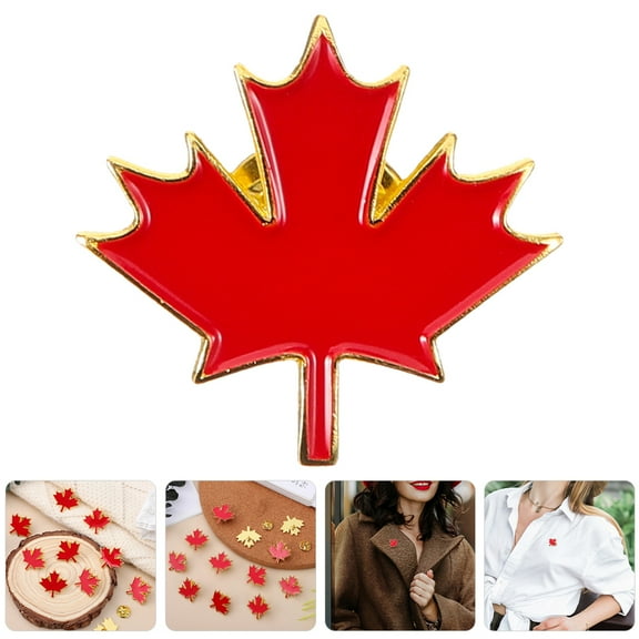WHAMVOX Canada Day Maple Leaf Badge Pin Set of 12 Durable Zinc Alloy Enamel Pins for Decoration Red Color