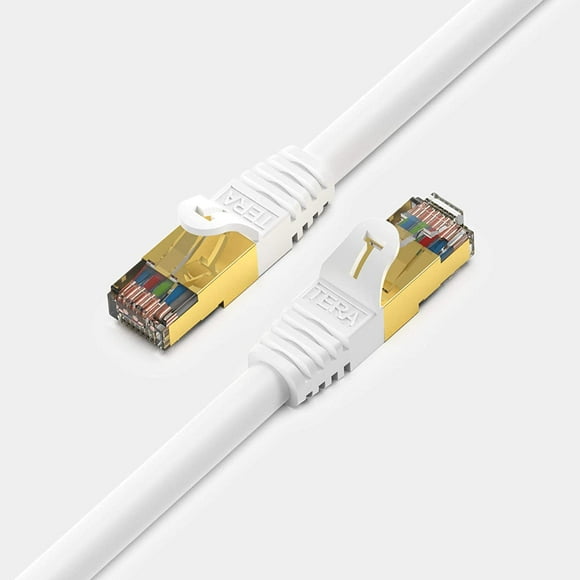 Tera Grand - 25FT - Premium CAT7 Double Blindé 10 Gigabit 600MHz Câble de Brassage Ethernet pour Modem Routeur Réseau LAN,