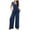 Navy, variant on Riforla Women's 2024 Summer Cap Sleeve Jumpsuits Deep V Neck Button Wide Leg Pants Rompers Summer Jumpsuits Green XL