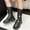 Black, variant on Winter Small Medium And Large Children's Zipper Solid Color Performance Western Style Pearl Bow High End Boots Children Shoes