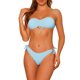 thumbnail image 1 of Conjuntos de bikini bandeau sin tirantes para mujer, 2 piezas, traje de baño sólido con lazo, trajes de baño X-Small Azul claro, 1 of 5
