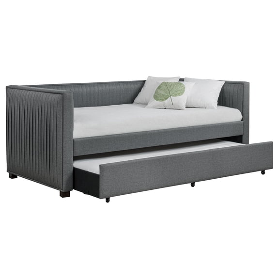 Brodie Upholstered Twin Daybed with Trundle Grey
