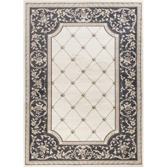HomeRoots  9 x 12 ft. Polypropylene Ivory & Grey Area Rug