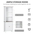 thumbnail image 4 of HOMCOM 69'' Freestanding Storage Cabinet, Bathroom Linen Tower, Kitchen Cupboard, Bookcase with Double Door 3-Tier Shelf for Home Office, White, 4 of 10