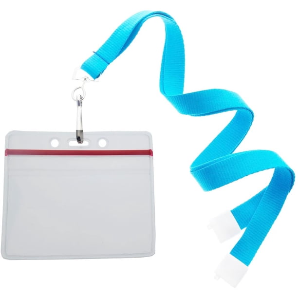 12 Pack - Bright Neon Lanyards with Clear Resealable Horizontal