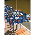 thumbnail image 2 of Outdoor Tablecloth with Umbrella Hole for Patio/Picnic/Party/Camping, Ball Sports Waterproof Table Cloth Square Cover Washable, Navy Blue (60"x 60"), 2 of 9