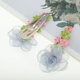 thumbnail image 3 of Unique Bargains 2 Pcs Hair Clip Grace Pastoral Style Mesh Flowers Duckbill Clip Blue, 3 of 5