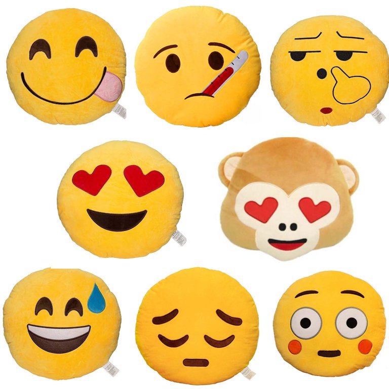 Emoji Emoticon Cushion Stuffed Plush Pillow Toy 12 Inches 1Pack Random Emoticon Walmart
