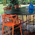 thumbnail image 6 of 2xhome Set of 2 Modern Contemporary Designer Dining Chairs Molded Plastic Indoor Outdoor Patio Elbow Chairs, Red, 6 of 11