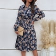 thumbnail image 4 of Vestido plisado con cinturón, vestido de manga larga con cuello vuelto y botones, vestido con cinturón, características de vanguardia, 4 of 8