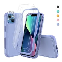Xhy for iPhone 13 Case with Screen Protector & Camera Lens Protector Rugged Rubber Durable 3 in 1 Protective Phone Cover for Girl Men Women Cute (Purple)