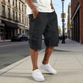 thumbnail image 2 of BiZtdJrK Cargo Shorts for Men Below Knee Length Hiking Work Shorts Solid Color Casual Relaxed Fit Multi Pockets Long Shorts Black S, 2 of 8