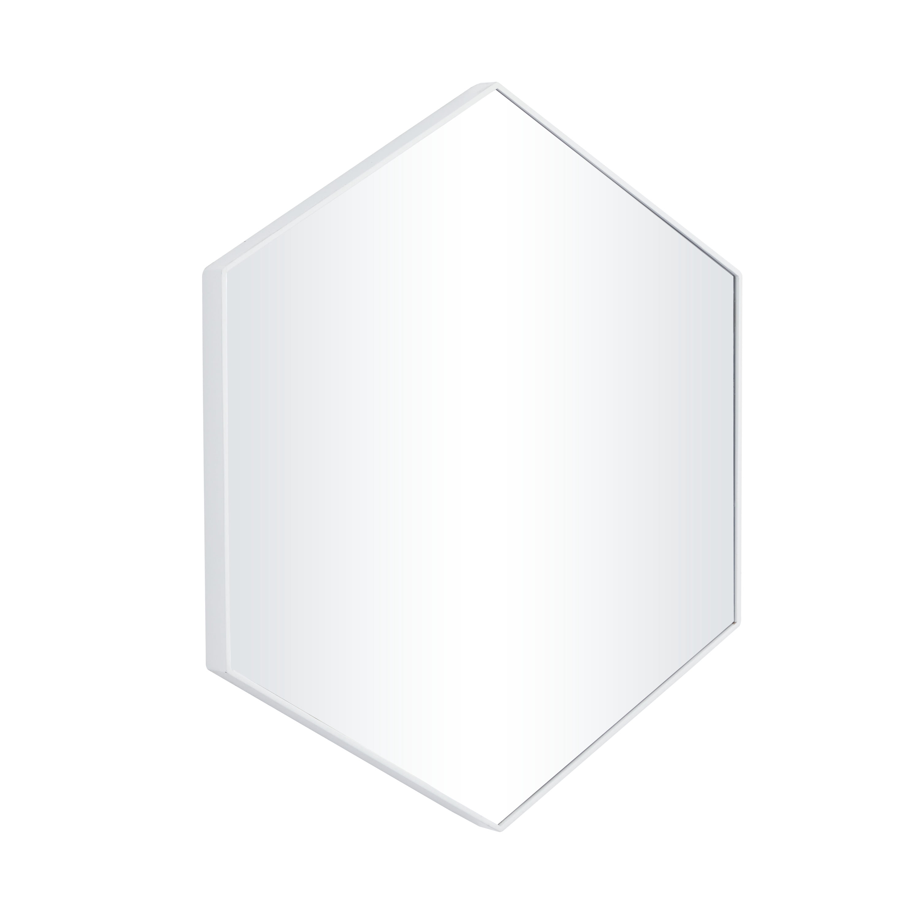 DecMode 24" x 21" White Hexagon Wall Mirror with Thin Minimalistic Frame