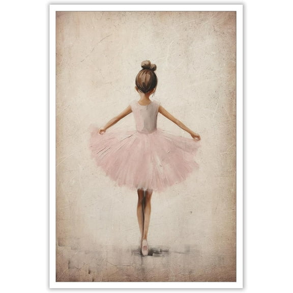 Vintage Ballet Children'S Room Canvas Wall Pink Girly Room Decor Ballet Girl Art Poster Ballerina Print Girls Dancer Painting For Living Bedroom 8x12in Unframed
