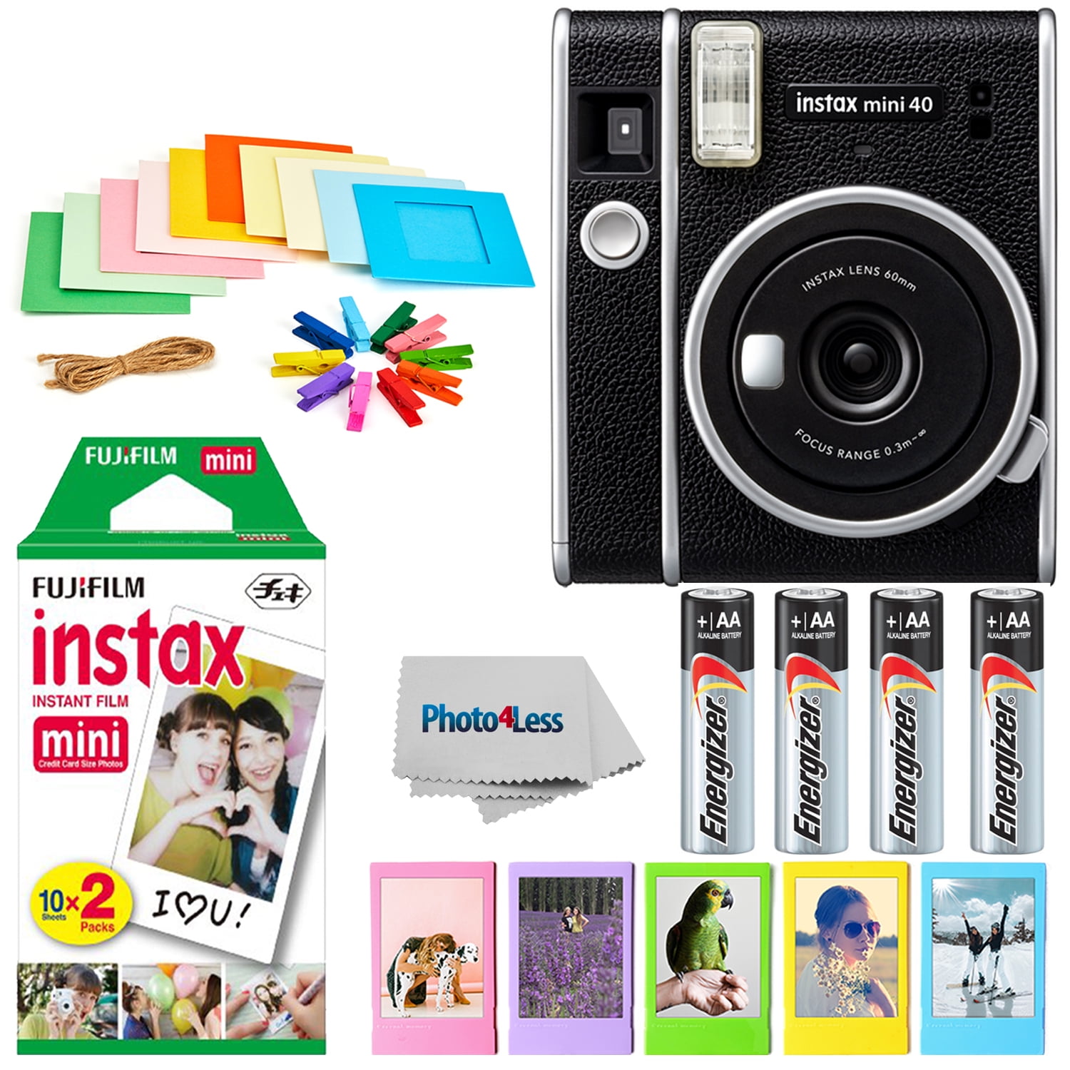 Fujifilm Instax Mini 40 Instant Camera + Twin Pack + Batteries + Frames