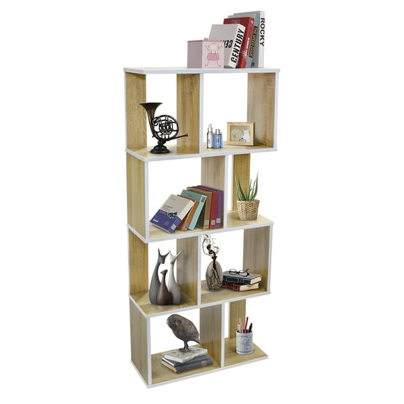 Librero Minimalista Relan 5 Niveles Beige y Blanco