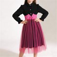 thumbnail image 4 of Gfyviroh Girls Dresses Puff Sleeve Patchwork Tulle Midi Dresses Trendy Button Front Dresses,Size 8-13 Years, 4 of 6