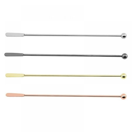 

15% OFF CLEARANCE! 4 Pieces Stainless Steel Coffee Beverage Stirrers Stir Cocktail Drink Swizzle Stick with Small Rectangular Paddles