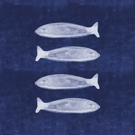 - Indigo Fish II Poster Print by Linda Woods (24 x 24)