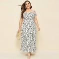 thumbnail image 1 of Grande Taille pour Femme Plus Épaule Froncée Corsage Fendue Cuisse Robe Florale, 1 of 6
