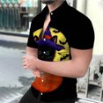 thumbnail image 4 of Camisa de manga corta con cuello en V para hombre, con estampado de Halloween, informal, con estampado de blusa Pompotops oipoqjl45995, 4 of 7