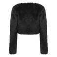 thumbnail image 4 of LiiYii Womens Cropped Faux Fur Jacket Open Front Furry Short Coat Long Sleeve Winter Cardigan Black S, 4 of 7