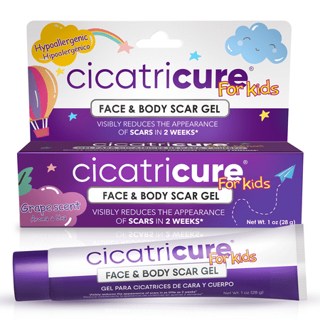 Cicatricure Advanced Scar Gel for Kids, Hypoallergenic Scar Treatment, Grape Scent, 1 oz