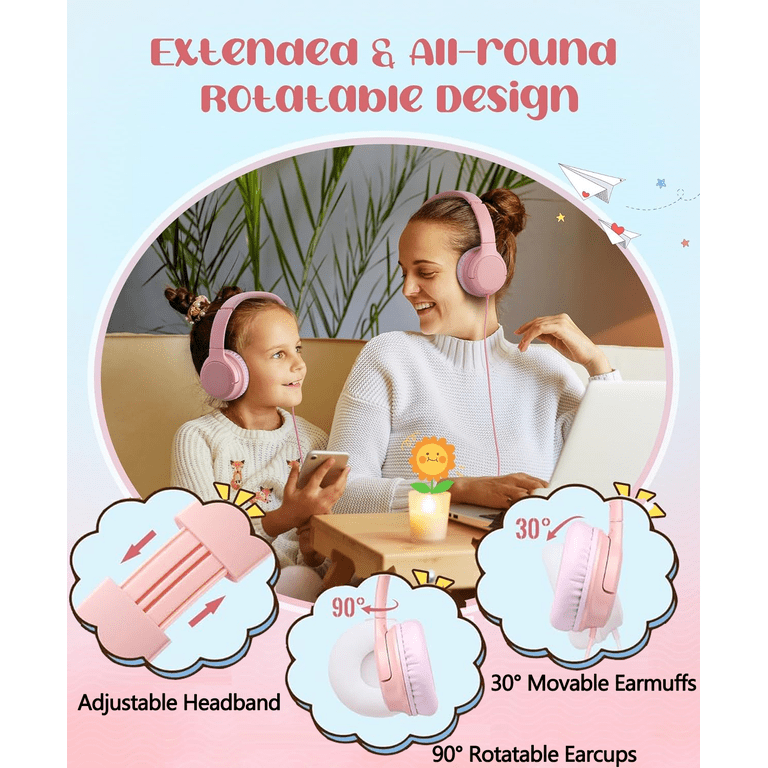 Mpow Kids Headphones Over-Ear, Pink photo 4