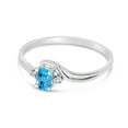 thumbnail image 3 of 14k White Gold Oval Blue Topaz And Diamond Ring, 3 of 6