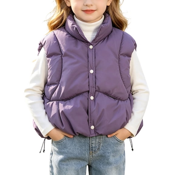 Fnooota Girls Puffer Vests Size 8 T, Warm Casual Sleeveless Lightweight Outerwear Vests Purple