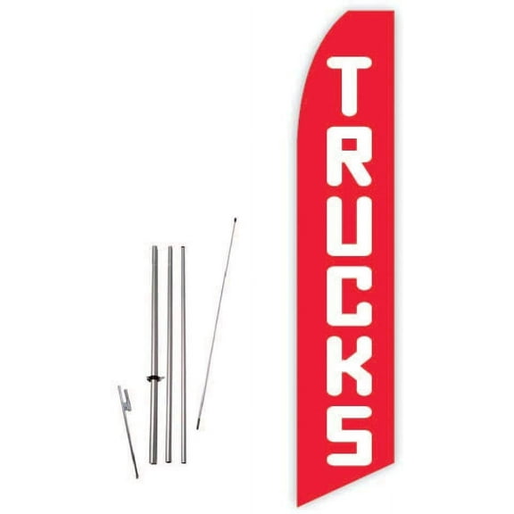 Trucks Red Super Novo Flag - Complete with 15ft Pole Set and Ground Spike