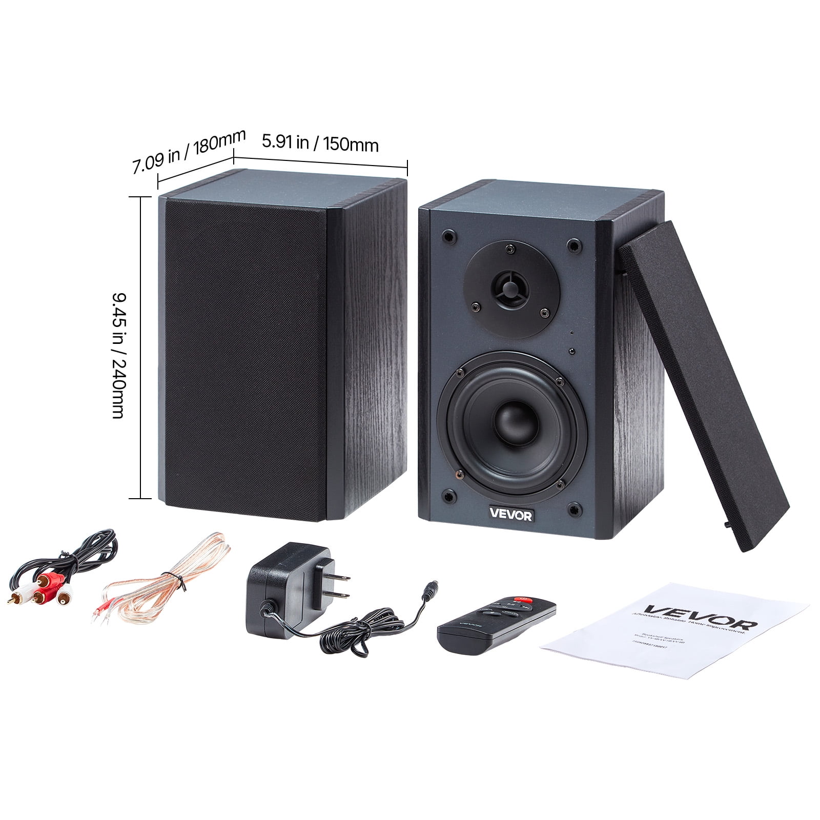 VEVOR Powered Bookshelf Speakers, 20W x 2, Active Studio Monitor Speaker with 4 Inch Woofer, Adjustable Volume and Audio with Bluetooth Optical Connection, Wooden Enclosure, for Record Player PC TV