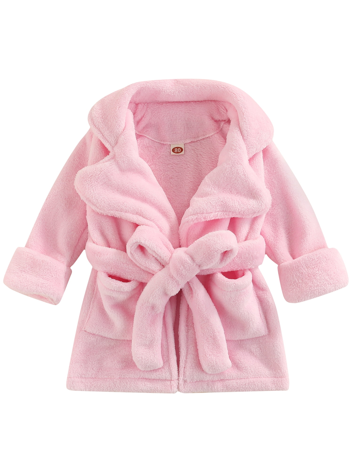 Canrulo Toddler Infant Kids Boys Girls Flannel Bathrobe Solid Color