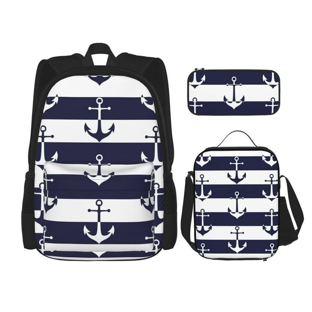 Fotbe Anchors Set Escolar 3 en 1 para Niños - Mochila Duradera con Lonchera Aislante y Estuche para Lápices - Mochila Escolar para Niños y Niñas