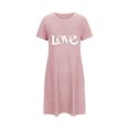 thumbnail image 4 of HomeGardon Women's Sleepwear Nightgowns for Women,Fashion Print Medium Length Dress Oversized Short Nightgown Fashion Chest Print Short Sleeve Nightdress,S-XXL, 4 of 6