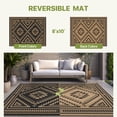 thumbnail image 2 of KUETH 8' x 10' Outdoor Rug Waterproof for Patio Carpet Plastic Reversible Straw Outdoor Rug for Camping Picnic Geometric Mat ,Black & Brown, 2 of 6