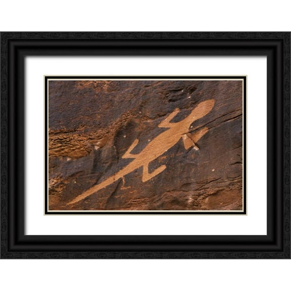 Flaherty, Dennis 18x13 Black Ornate Wood Framed with Double Matting Museum Art Print Titled - Utah Petroglyph rock art at Dinosaur NM