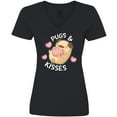 thumbnail image 3 of Inktastic Valentines Day Pugs and Kisses with Pink Hearts Women's V-Neck T-Shirt, 3 of 5
