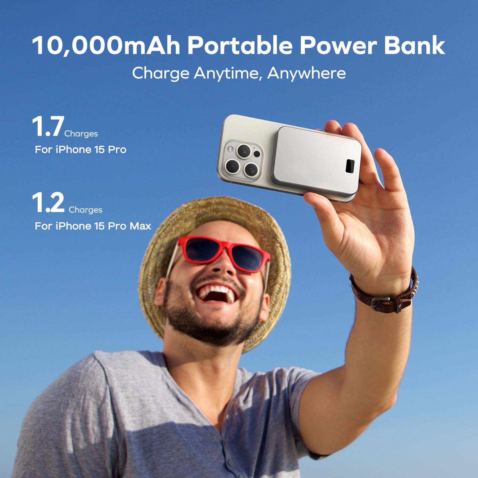 Magnetic Power Bank, 10000mAh Wireless Portable Charger with LED Display, 20W PD Fast Charging Battery Pack Compatible with iPhone 17/16/15/14/13/12, Travel Essential Charging accessories