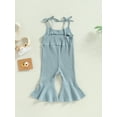 thumbnail image 4 of Bagilaanoe Toddler Baby Girl Summer Jumpsuit Sleeveless Ribbed Romper Overalls 12M 18M 24M 3T 4T 5T Kids Long Flare Pants Casual Outfits, 4 of 9