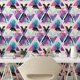 thumbnail image 2 of Ambesonne Vintage Peel & Stick Wallpaper for Home, Overlapped Triangles Plot, 13"x72", Hot Pink Purple and Blue, 2 of 5