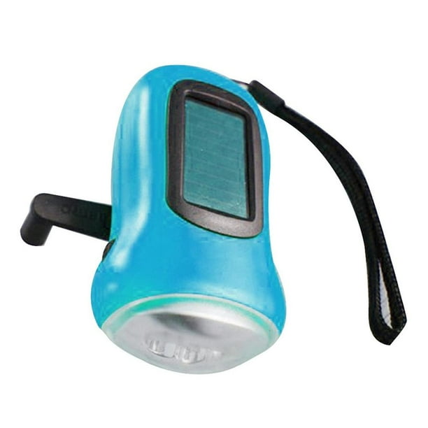 Manivela Solar Dynamo Antorcha Lámpara Linterna LED Emergencia para Exteriores () Azul