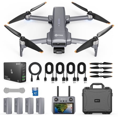 Contixo F33 Vortex Adventurer 4K Drones for Adults with Camera Bundle, 2-Axis Gimbal Drones for Adults with Remote & Case, Gray