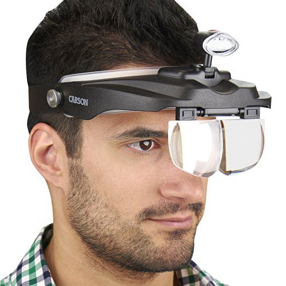 Carson MagniVisor Deluxe Head-Worn Magnifying Glass Visor with 4 Magnifier Lenses (1.5x/2x/2.5x/3x)