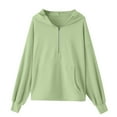 thumbnail image 6 of Cnbwig Women's Graphic Hoodies Half Zipper Solid Color Hoodie Long Sleeve Pullover Streetwear Sweatshirt with Pocket for Daily Wear Oversized Sweatshirt Casual Hoodies Light Green M, 6 of 7
